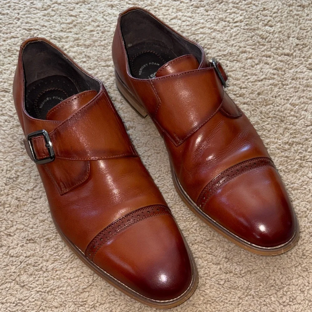 Stacy Adam’s cognac leather monk strap loafer dress shoe 12M - Picture 1 of 13